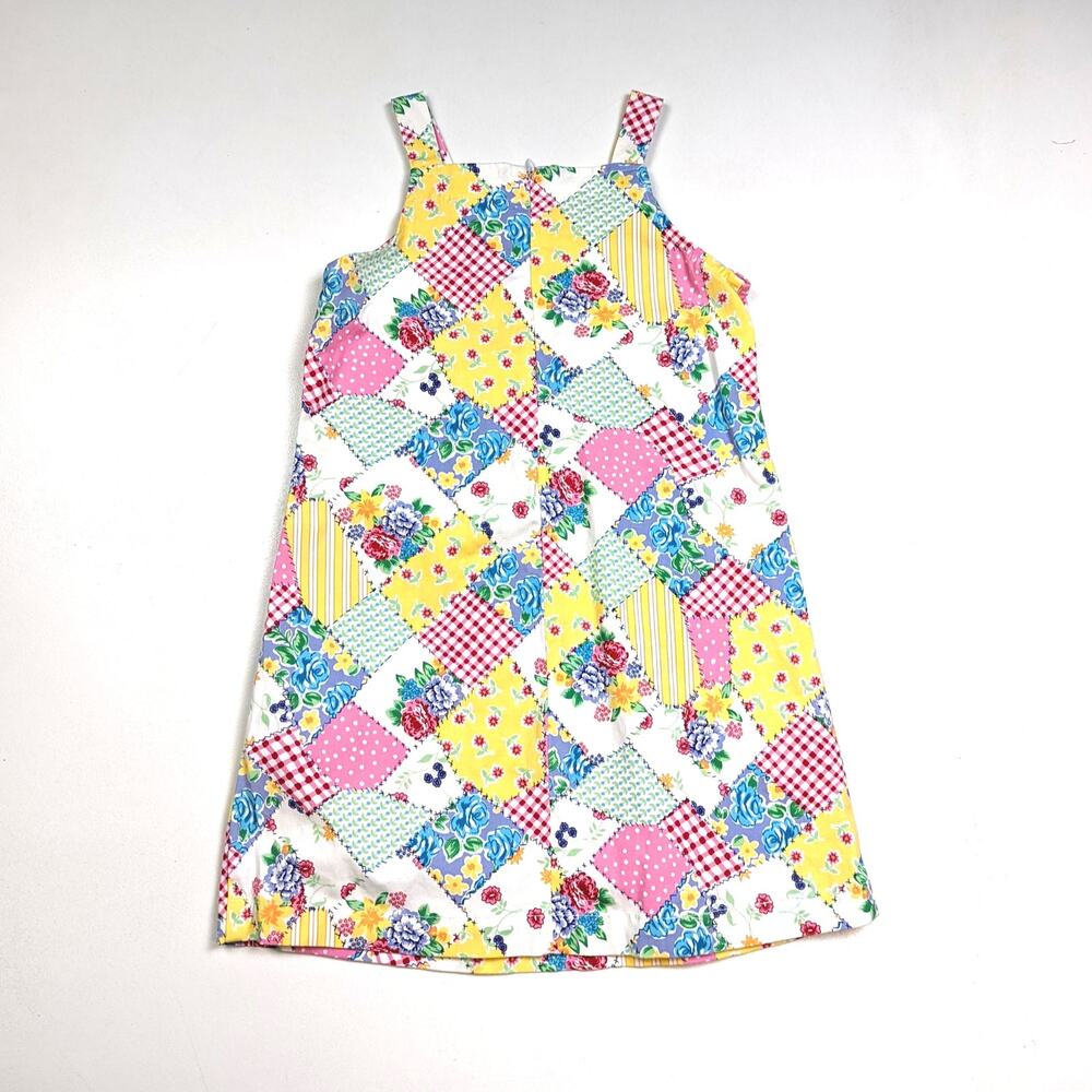 Vintage Cotton Resources Dress Girls Sz 6x Patchwork Shift Preppy Y2K Sundress - Picture 3 of 4